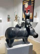 Nilpferdfamilie-Bronze